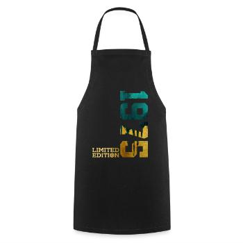 51ST BIRTHDAY LIMITED EDITION 1975 - Cooking Apron - black - Front - AI Model Male 185 dark (185cm)