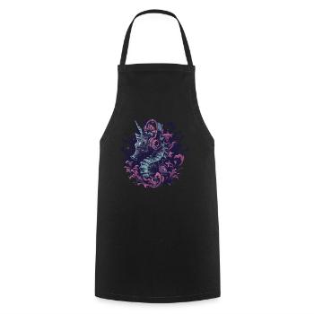Seahorse unicorn listens to music - Cooking Apron - black - Front - AI Model Male 185 dark (185cm)