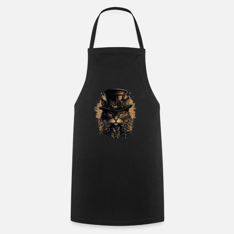 Chat Steampunk - Tablier de cuisine - noir