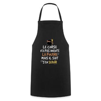 Le corse n'a pas inventé la poudre humour corse - Tablier de cuisine - noir - Devant - AI Model Male 185 dark (185cm)
