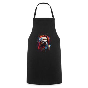 Sloth celebrates Christmas - Cooking Apron - black - Front - AI Model Male 185 dark (185cm)