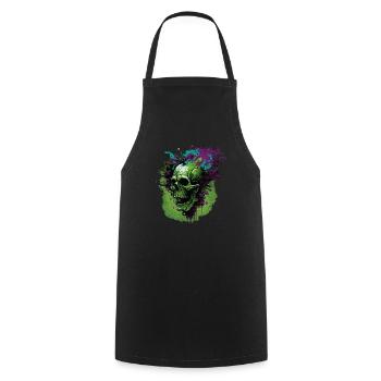 Crâne - Tablier de cuisine - noir - Devant - AI Model Male 185 dark (185cm)