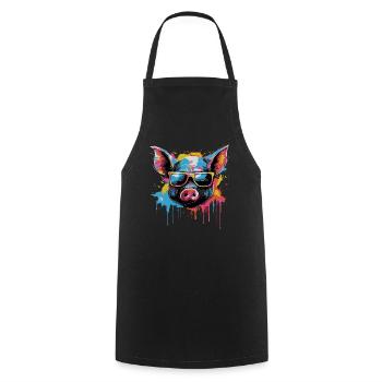 Funny piglet with sunglasses - Cooking Apron - black - Front - AI Model Male 185 dark (185cm)