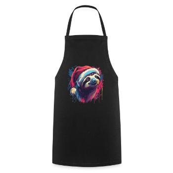 Sloth celebrates Christmas - Cooking Apron - black - Front - AI Model Male 185 dark (185cm)