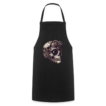 Dieselpunk Zombie Totenkopf - Kochschürze - Schwarz - Vorne - AI Model Male 185 dark (185cm)