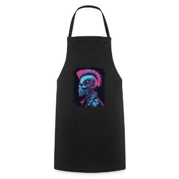 Horreur Punk Zombie cyborg - Tablier de cuisine - noir - Devant - AI Model Male 185 dark (185cm)