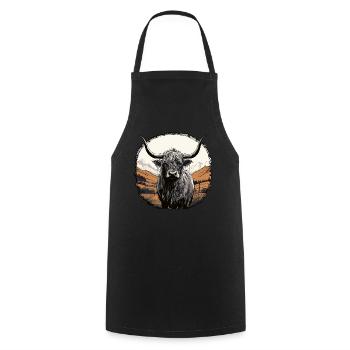 Bovins écossais des Highlands - Tablier de cuisine - noir - Devant - AI Model Male 185 dark (185cm)