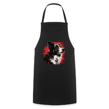 Border Collie Dog - Cooking Apron - black - Front - AI Model Male 185 dark (185cm)