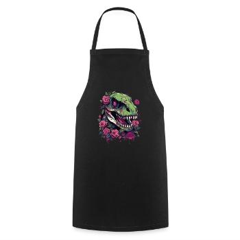 T-Rex Dino et fleurs - Tablier de cuisine - noir - Devant - AI Model Male 185 dark (185cm)