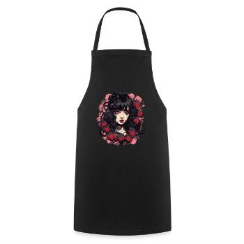 Emo Gothique Fraises Fille - Tablier de cuisine - noir - Devant - AI Model Male 185 dark (185cm)