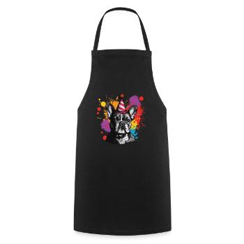 Fête du bouledogue français - Tablier de cuisine - noir - Devant - AI Model Male 185 dark (185cm)