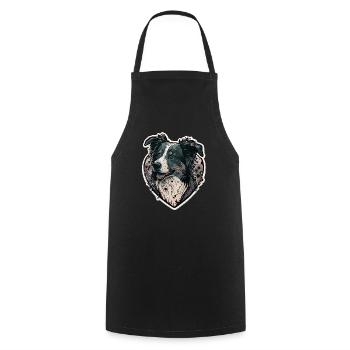 Border Collie Dog - Cooking Apron - black - Front - AI Model Male 185 dark (185cm)