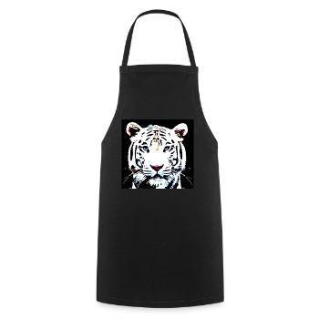 Weißer Tiger - Kochschürze - Schwarz - Vorne - AI Model Male 185 dark (185cm)