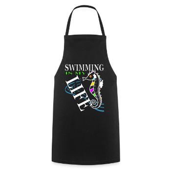 Nageurs - Tablier de cuisine - noir - Devant - AI Model Male 185 dark (185cm)