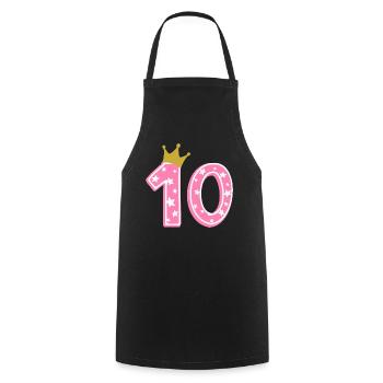 10 Krone 10. Geburtstag 10 Jahre - Kochschürze - Schwarz - Vorne - AI Model Male 185 dark (185cm)
