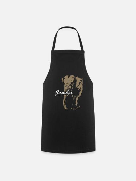 Zambia - Sambia - Elefant - Kochschürze - Schwarz