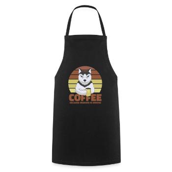 Coffee Dog Husky - Cooking Apron - black - Front - AI Model Male 185 dark (185cm)