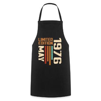 May 1976 Vintage Born In May 1976 Birthday - Cooking Apron - black - Front - AI Model Male 185 dark (185cm)