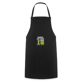 Hurra der Lauch wird 9 - Kochschürze - Schwarz - Vorne - AI Model Male 185 dark (185cm)