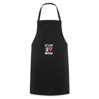 It's My 9th Birthday - Cooking Apron - black - Front - AI Model Male 185 dark (185cm)