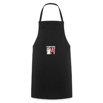 Children's Unicorn 4th Birthday I'm Already Four - Cooking Apron - black - Front - AI Model Male 185 dark (185cm)