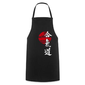 Aikido Sun Martial Art Japon Rétro Kangi Idée - Tablier de cuisine - noir - Devant - AI Model Male 185 dark (185cm)