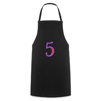 5. 5 YEARS. 5th ANNIVERSARY. 5 YEAR ANNIVERSARY - Cooking Apron - black - Front - AI Model Male 185 dark (185cm)