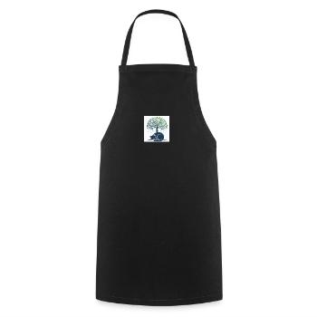 Sleeper cat under tree swirl - Cooking Apron - black - Front - AI Model Male 185 dark (185cm)