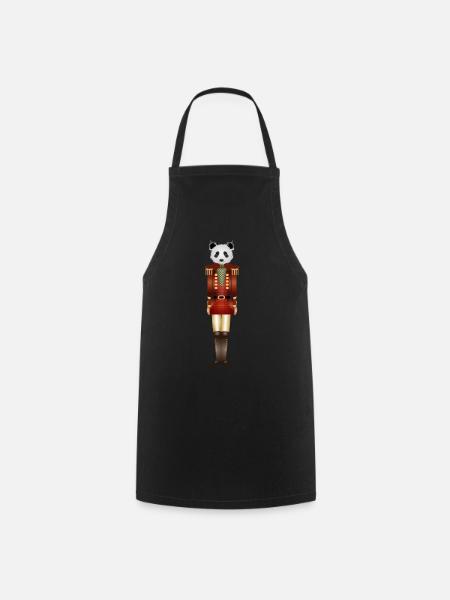 schöner stattlicher Panda im Nussknacker Stil - Kochschürze - Schwarz