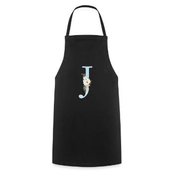 Monogramme personnalisable J Floral - Tablier de cuisine - noir - Devant - AI Model Male 185 dark (185cm)