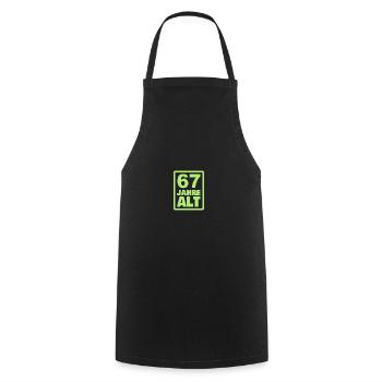 Year 67 - Cooking Apron - black - Front - AI Model Male 185 dark (185cm)
