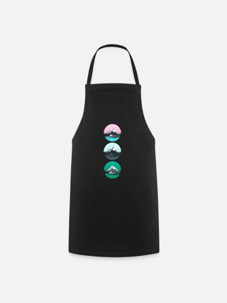 Mountain Landscape Geometric Art - Cooking Apron - black
