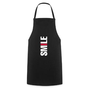 ★ Designfarben änderbar ★ Smile vertikal - Kochschürze - Schwarz - Vorne - AI Model Male 185 dark (185cm)