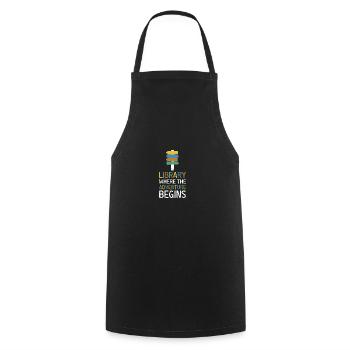 Adventure Begins At Your Library - Cooking Apron - black - Front - AI Model Male 185 dark (185cm)