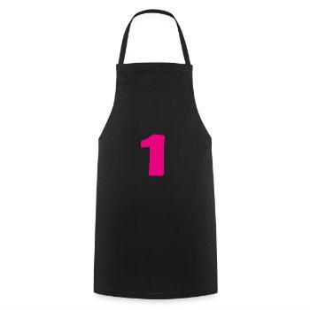 1. 1 year. 1st ANNIVERSARY. 1 YEAR ANNIVERSARY - Cooking Apron - black - Front - AI Model Male 185 dark (185cm)