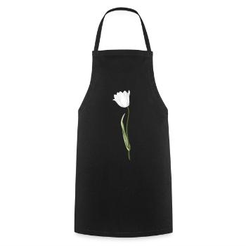 Eleganter Blumenmotiv in Weiß - Kochschürze - Schwarz - Vorne - AI Model Male 185 dark (185cm)