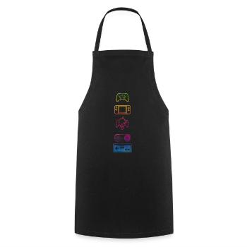 Classic Gaming controllers - Cooking Apron - black - Front - AI Model Male 185 dark (185cm)