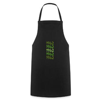 Année 1962 - Tablier de cuisine - noir - Devant - AI Model Male 185 dark (185cm)