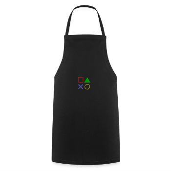 Gamepad Tasten Used Look - Kochschürze - Schwarz - Vorne - AI Model Male 185 dark (185cm)