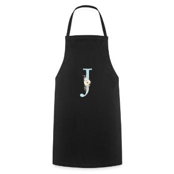 Monogramme personnalisable J Floral - Tablier de cuisine - noir - Devant - AI Model Male 185 dark (185cm)