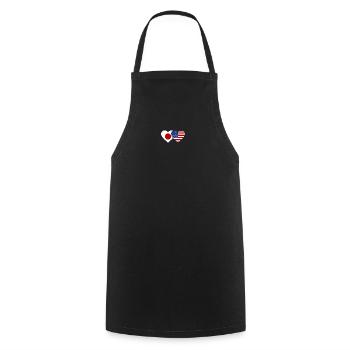 Japan USA Flag Heart - Cooking Apron - black - Front - AI Model Male 185 dark (185cm)