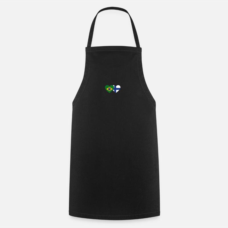 Brésil Finlande Flag Heart - Tablier de cuisine - noir