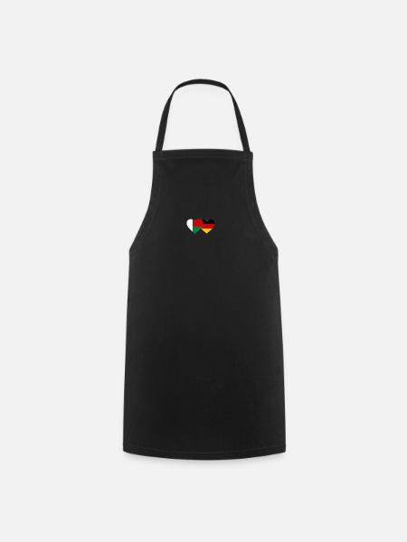 Madagascar Allemagne Drapeau du Cœur - Tablier de cuisine - noir