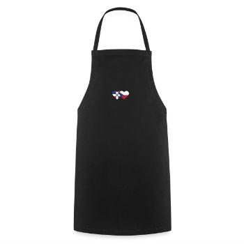 Dominican Republic Czech Republic Flag Heart - Cooking Apron - black - Front - AI Model Male 185 dark (185cm)