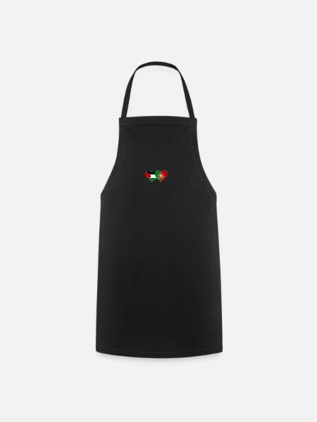 Palestine Portugal Flag Heart - Cooking Apron - black