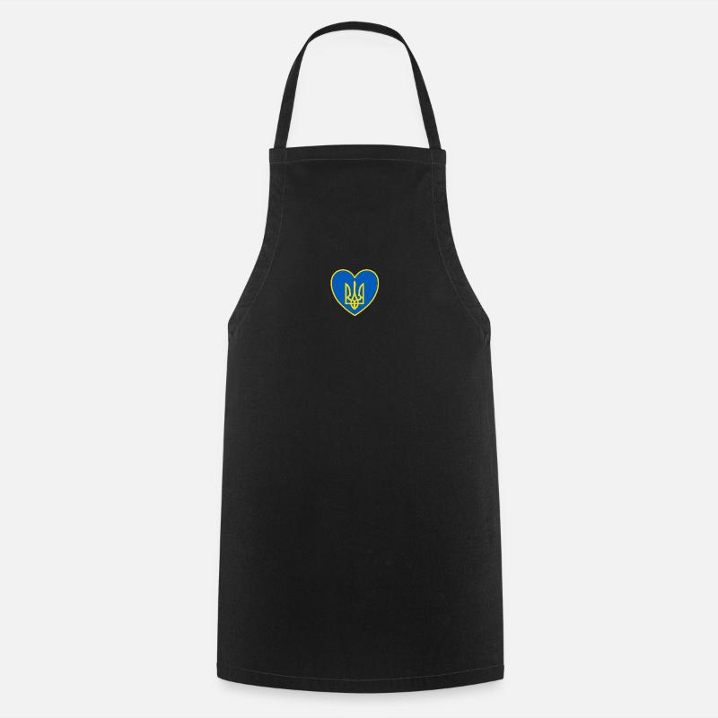Ukraine Wappen Herz - Kochschürze - Schwarz