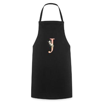 J Monogram, minimal, pastel, floral - Cooking Apron - black - Front - AI Model Male 185 dark (185cm)