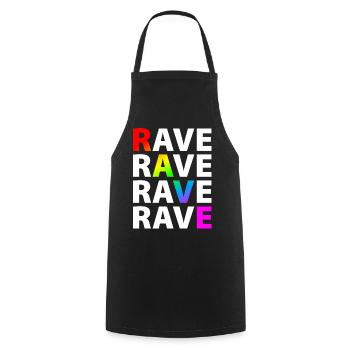 Rave Raver Regenbogen - Kochschürze - Schwarz - Vorne - AI Model Male 185 dark (185cm)