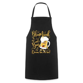 Musique de soufflage et bière C’est pourquoi je suis ici - Tablier de cuisine - noir - Devant - AI Model Male 185 dark (185cm)