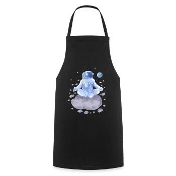 Astronaute de yoga - Tablier de cuisine - noir - Devant - AI Model Male 185 dark (185cm)